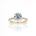 Gold Round Diamond Ring | 925 Sterling Silver